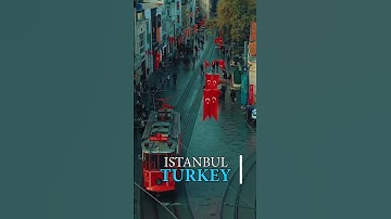 Istiklal Street Istanbul Turkey - Red Tram Istanbul Drone View - Galata Tower Istanbul Taksim Square