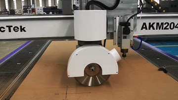 AKM2040 CNC router with saw blade cutting and HSD spindle test 210805-AccTek Machinery China