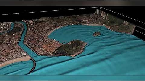 Wave animation of Concha Bay in the coastal town of San Sebastian, Spain