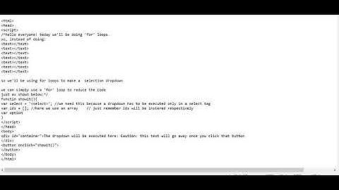 How To Make A For Loop Selection Dropdown In HTML