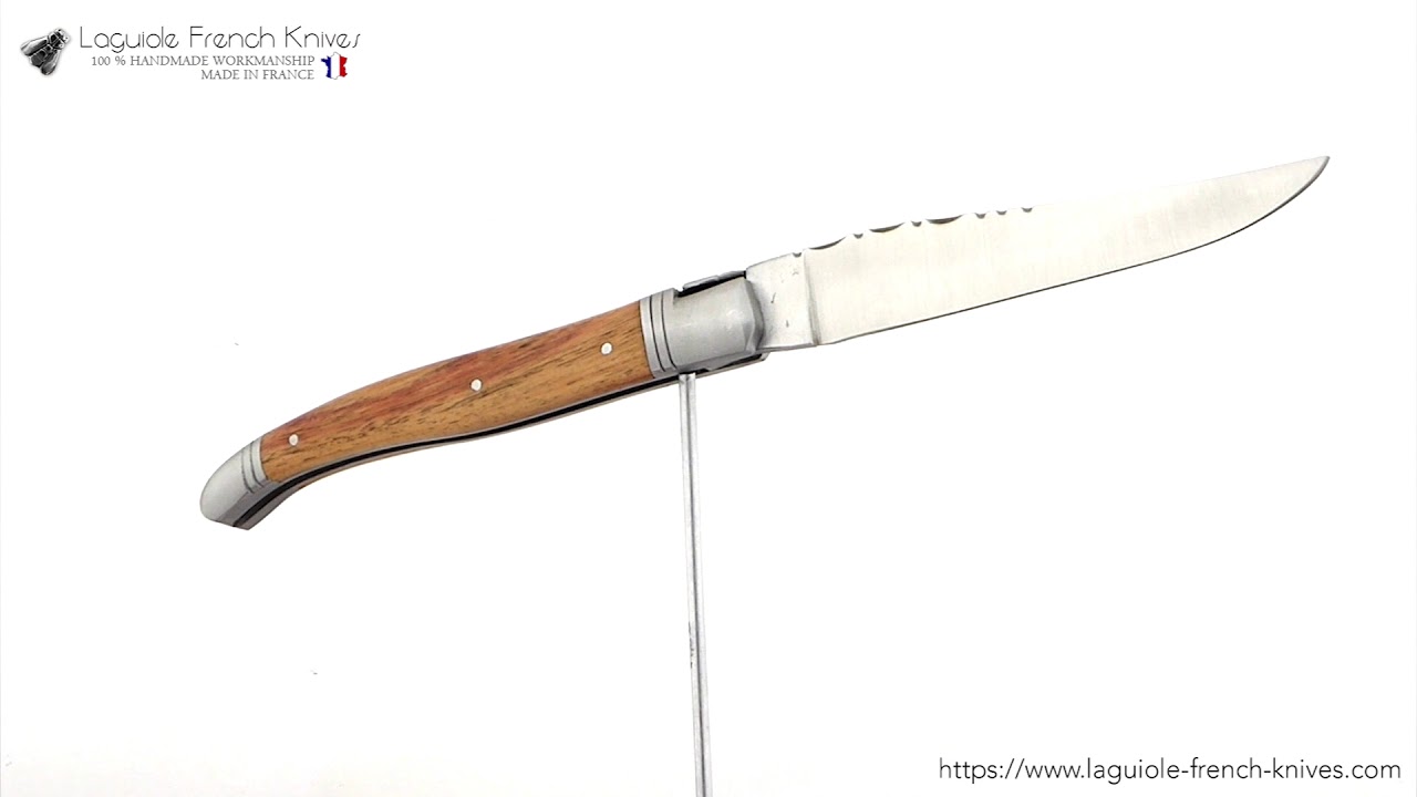 Couteau De Sommelier Laguiole Artisan - Manche Bois De Rose Et Laiton - Lame 12cm