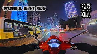 Vespa Primavera Chill Night Ride Istanbul | POV Pure sound only! Relaxing vibes
