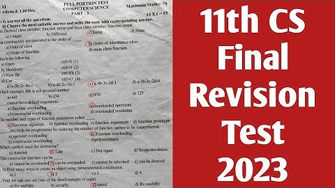 11th CS Final Revision Test 2023