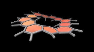 Kekulene molecule: 12 benzene rings arranged in a circle - molecular art with script