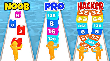 NOOB vs PRO vs HACKER in Cube Run 2048
