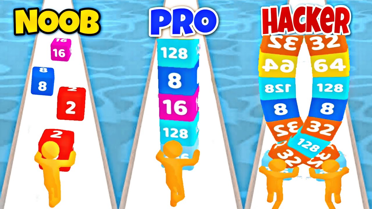 NOOB vs PRO vs HACKER in Cube Run 2048