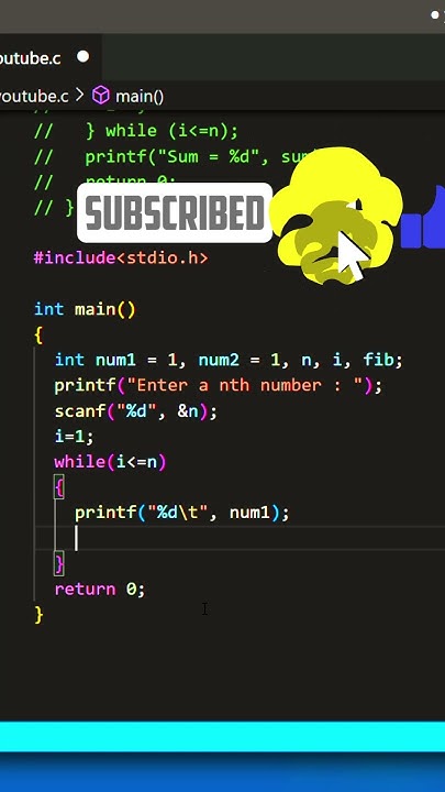 Find Fibonacci series in c using loops | c language | c Question ...