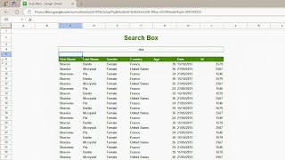 Как создать окно поиска в Google Таблицах