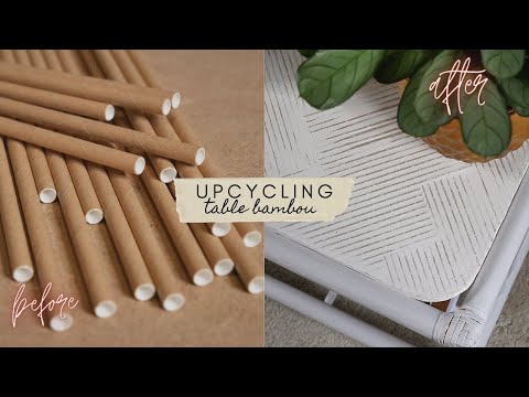 DIY || Upcycling table bambou *avec des pailles* | Bamboo table upcycling *with straws* (eng.sub)