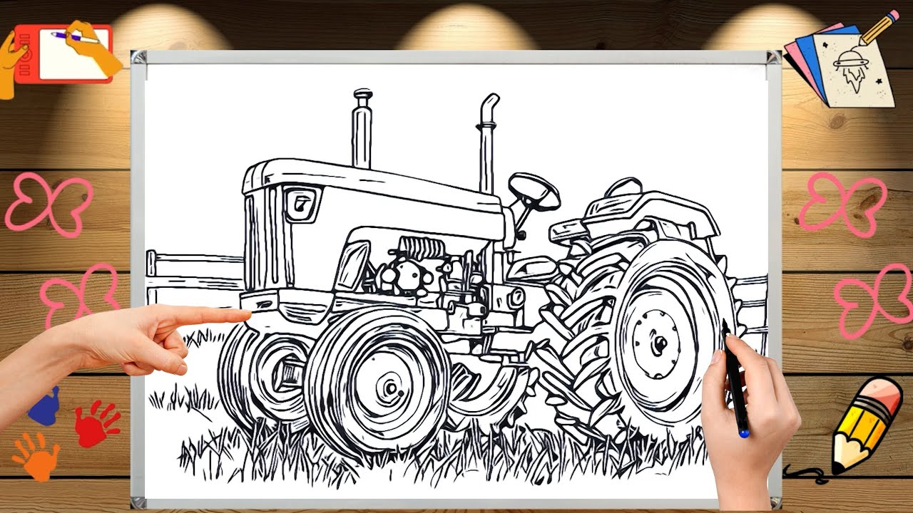 Farm Tractor Drawing| Ep - 328 By Kidi Crafts | Colouring & Sketching | Beautiful Drawing | Edit&328