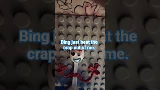 Bing (StoryBots) hits Forky (Toy Story) from insults from Beep, Bang, Boop and Bo!