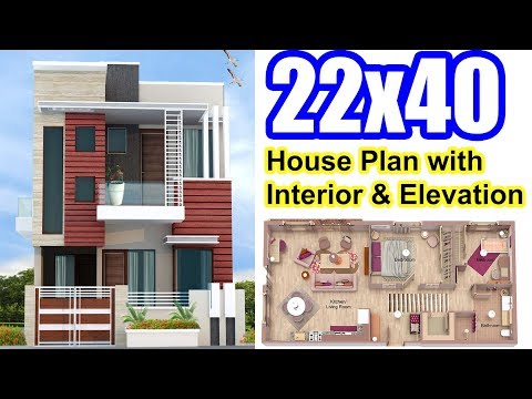 22x40 House Plan With Complete Interior And Elevation Youtube