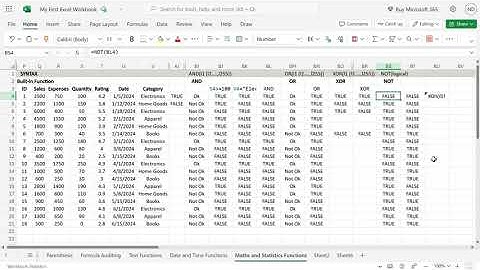 EXCEL - Formulas and Functions - Logical - not #viralvideo #viral  #statistics #logicalfunction