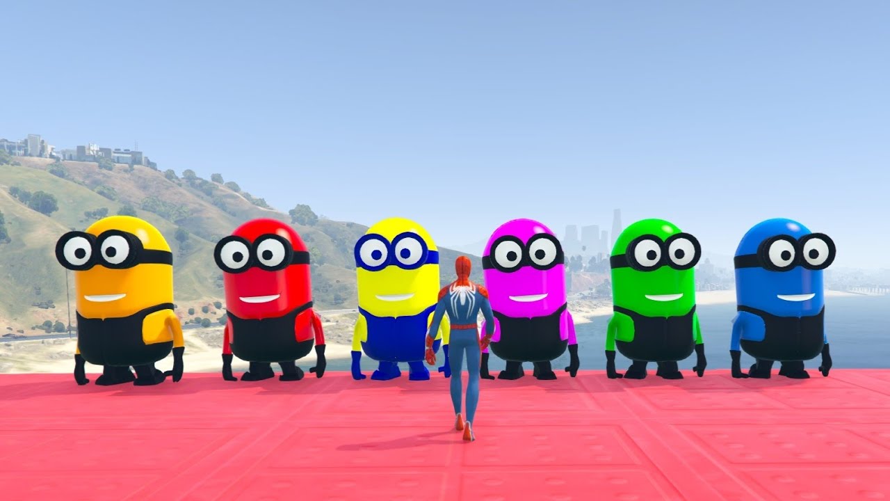 GTA 5 Epic Ragdolls | RED SPIDERMAN VS RED MINION VS GREEN MINION (Euphoria Physics/Funny Fails) #8