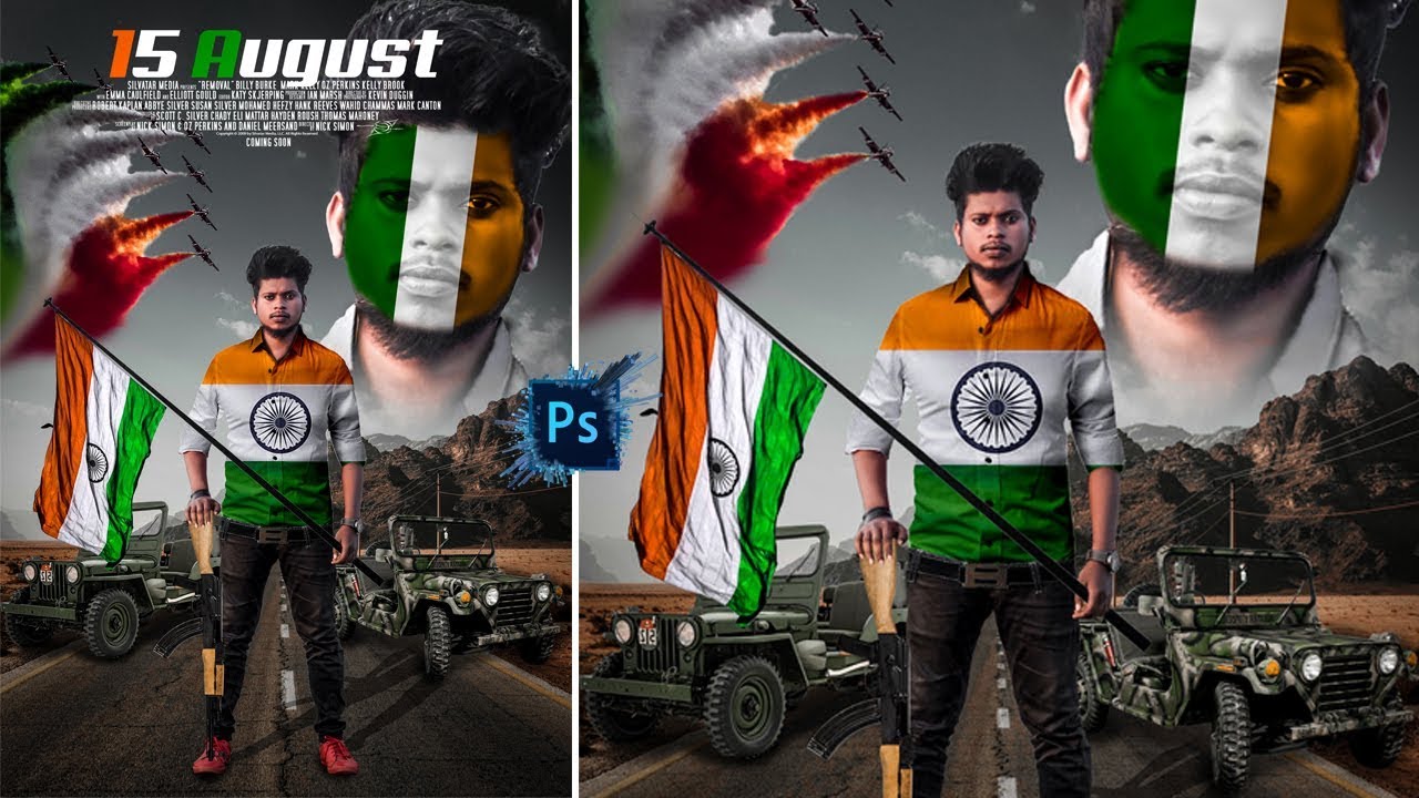 15 August Photo Editing In Photoshop | Khan Editz