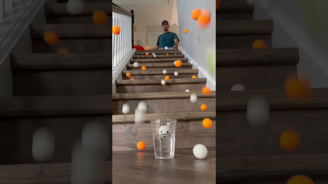 This Man Dropped 100 Ping Ping Balls Down The Stairs!