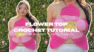 crochet flower top tutorial 🌸 customizable fit + curvy friendly
