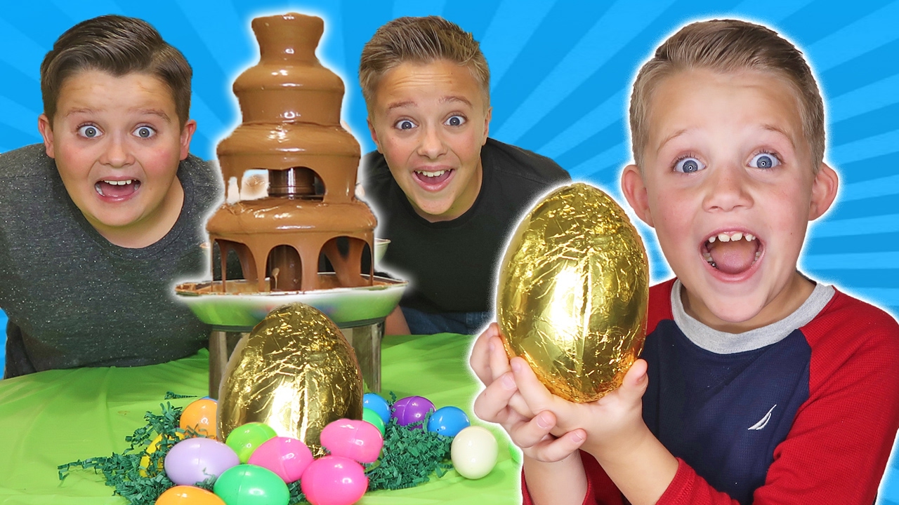 Giant Chocolate Fountain Fondue Challenge Surprise Hidden Egg