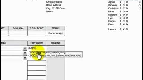 How to Add a Combo Box Control to an Excel Invoice Form