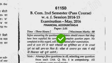 2016 Mdu BCom Pass 2nd Sem Financial Accounting Question Paper
