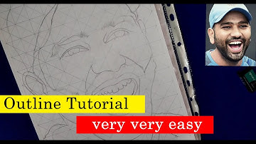How to draw Rohit Sharma Step by Step // full sketch outline tutorial for beginners