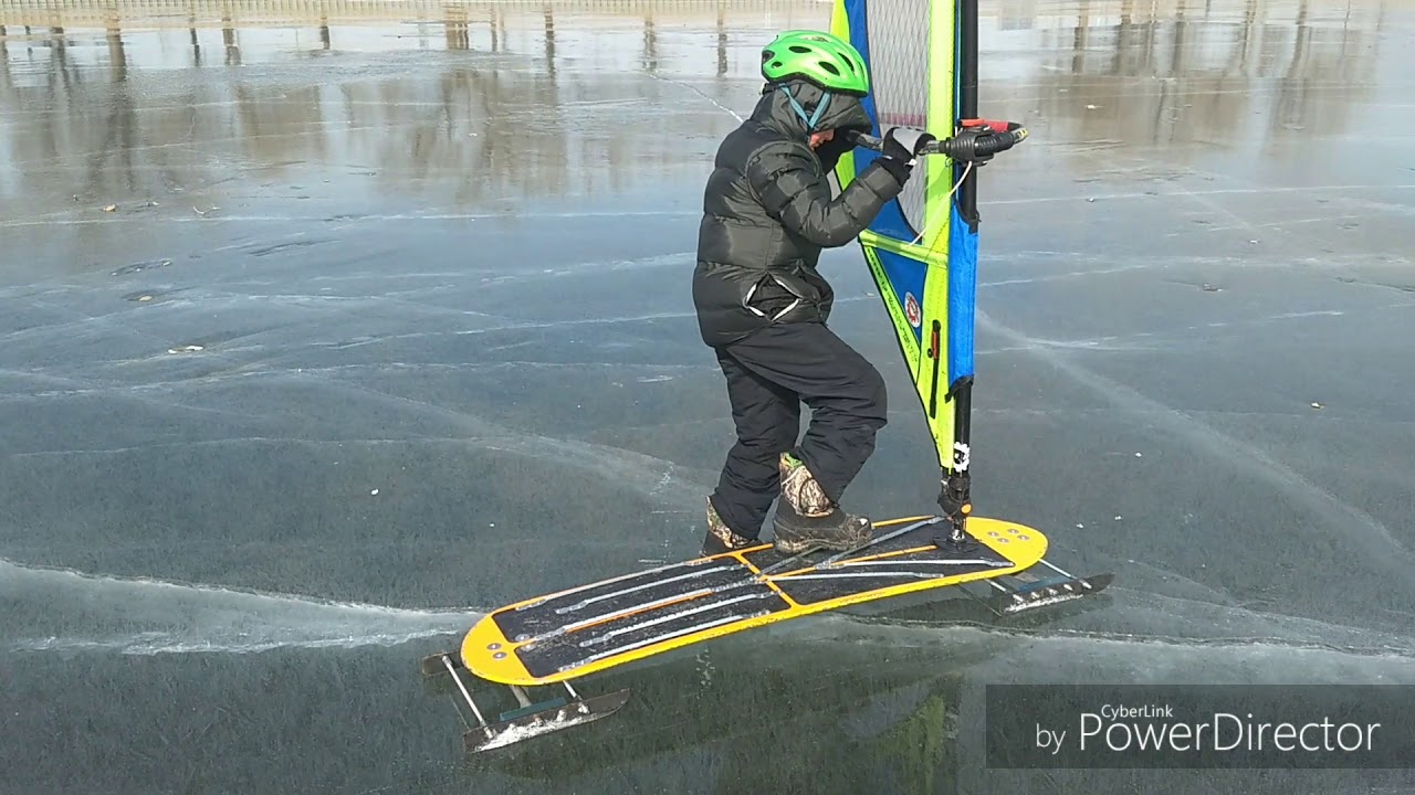 First time ice windsurfing YouTube
