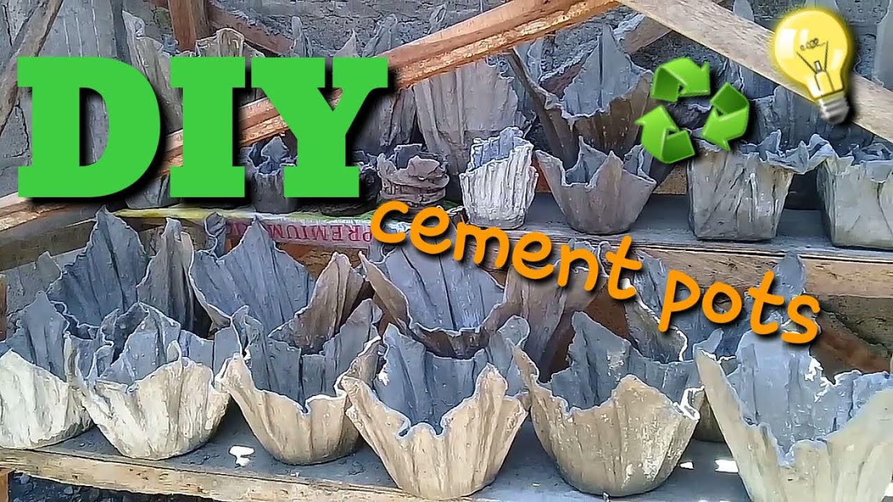  CEMENT  POT  MAKING at HOME  a step by step tutorial YouTube