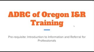 Celebrity ADRC 2017 Webinar Series - Introduction to I & R for Professionals April 12, 2017 Profile