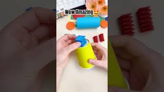 How to make a Dancing Robot Using Paper Cups and colored paper🤩 #diy #craft #toys #ideas