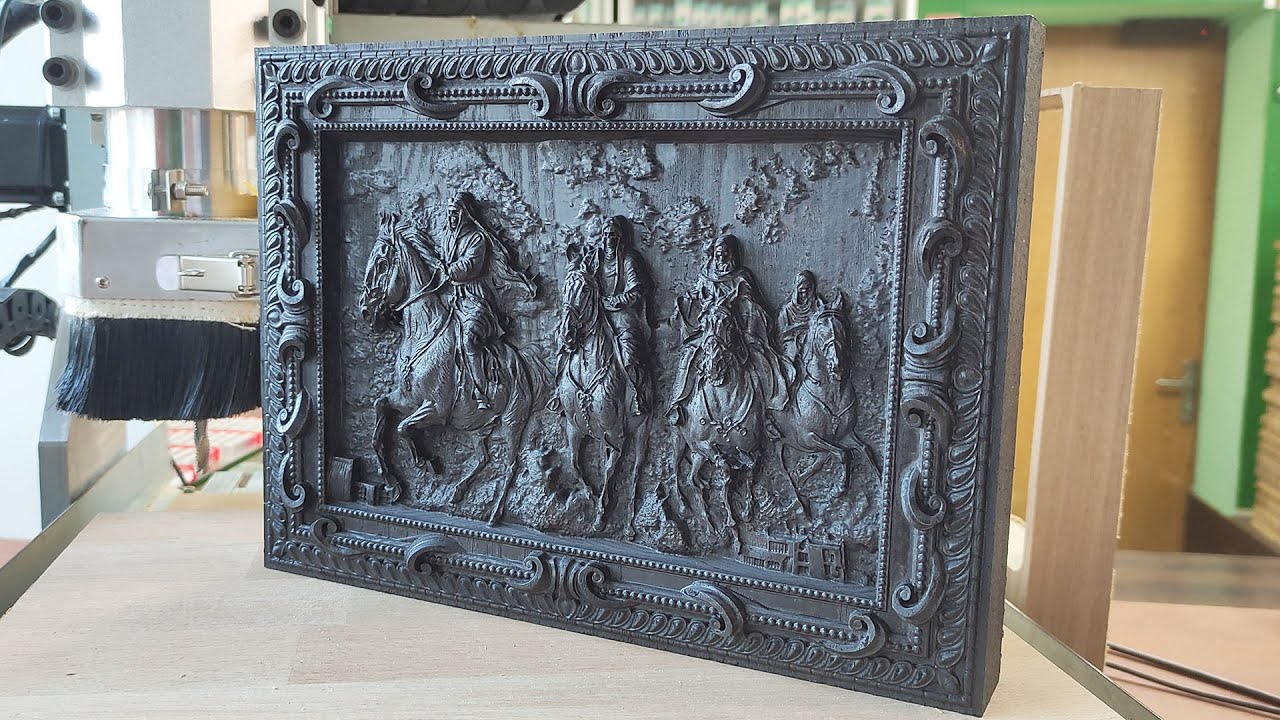 Фрезеровка ясеня. Разница между фрезой R1.5 и R0.5 в деталировке. 4 всадника апокалипсиса из ясеня