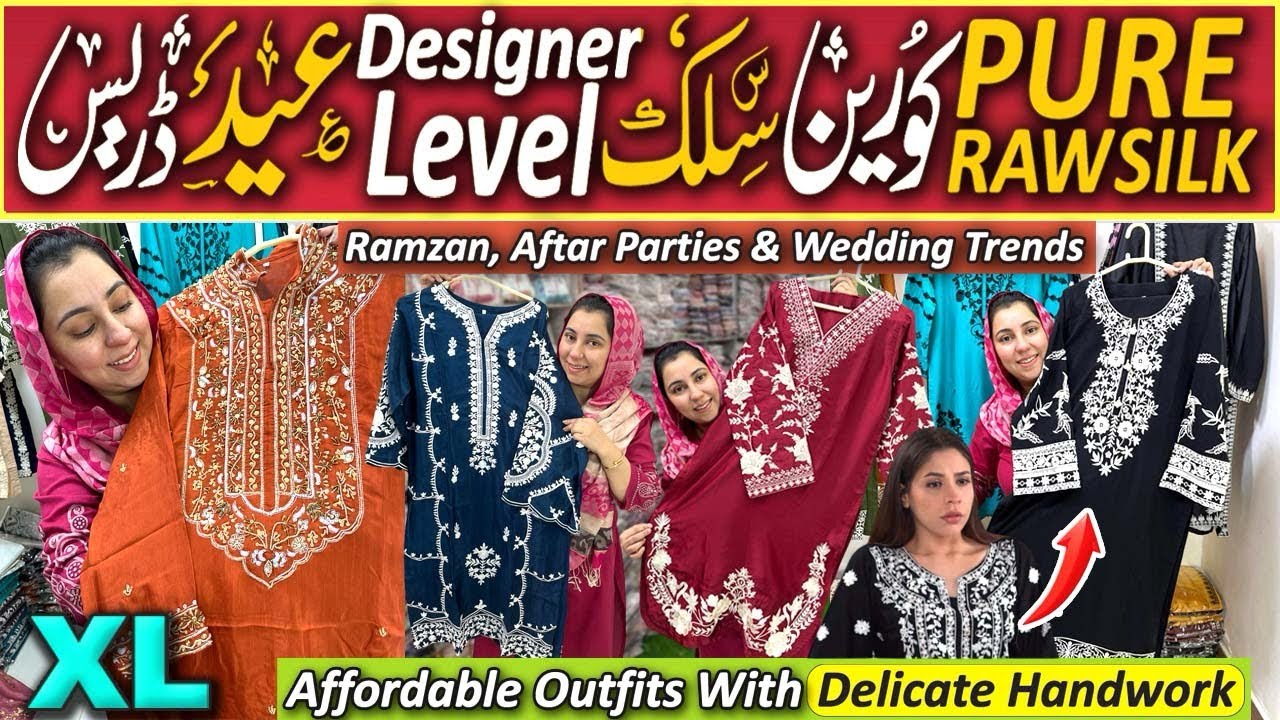 Beautiful Korean Silk Pure Row Silk Designer Dresses| Eid Fancy Partywear with Affordable Prices.