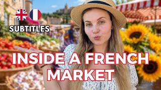 Learn French in Provence (Traditional Market Walk with Subtitles)