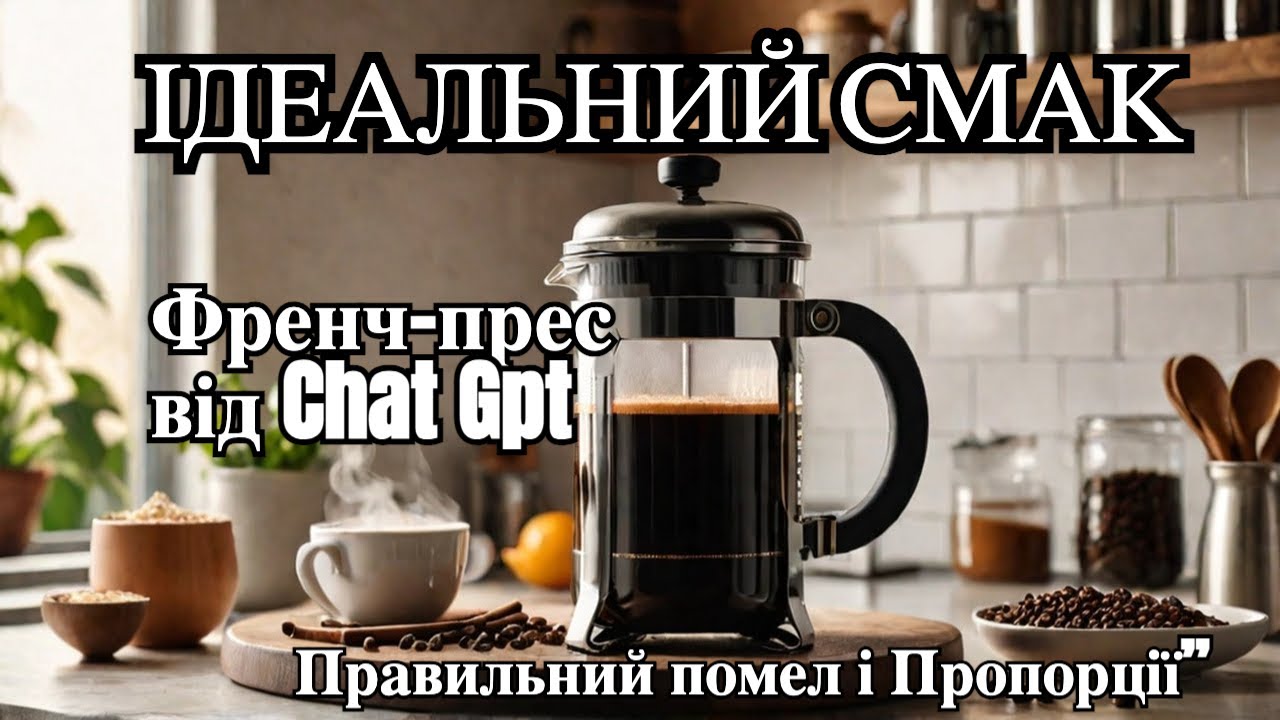 Кава у френч-прес. Chat Gpt: покроковий рецепт для ідеального смаку. Perfect coffee in french press.