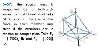 657. The Space Truss Is Supported By A Ball-And-Socket Joint At D