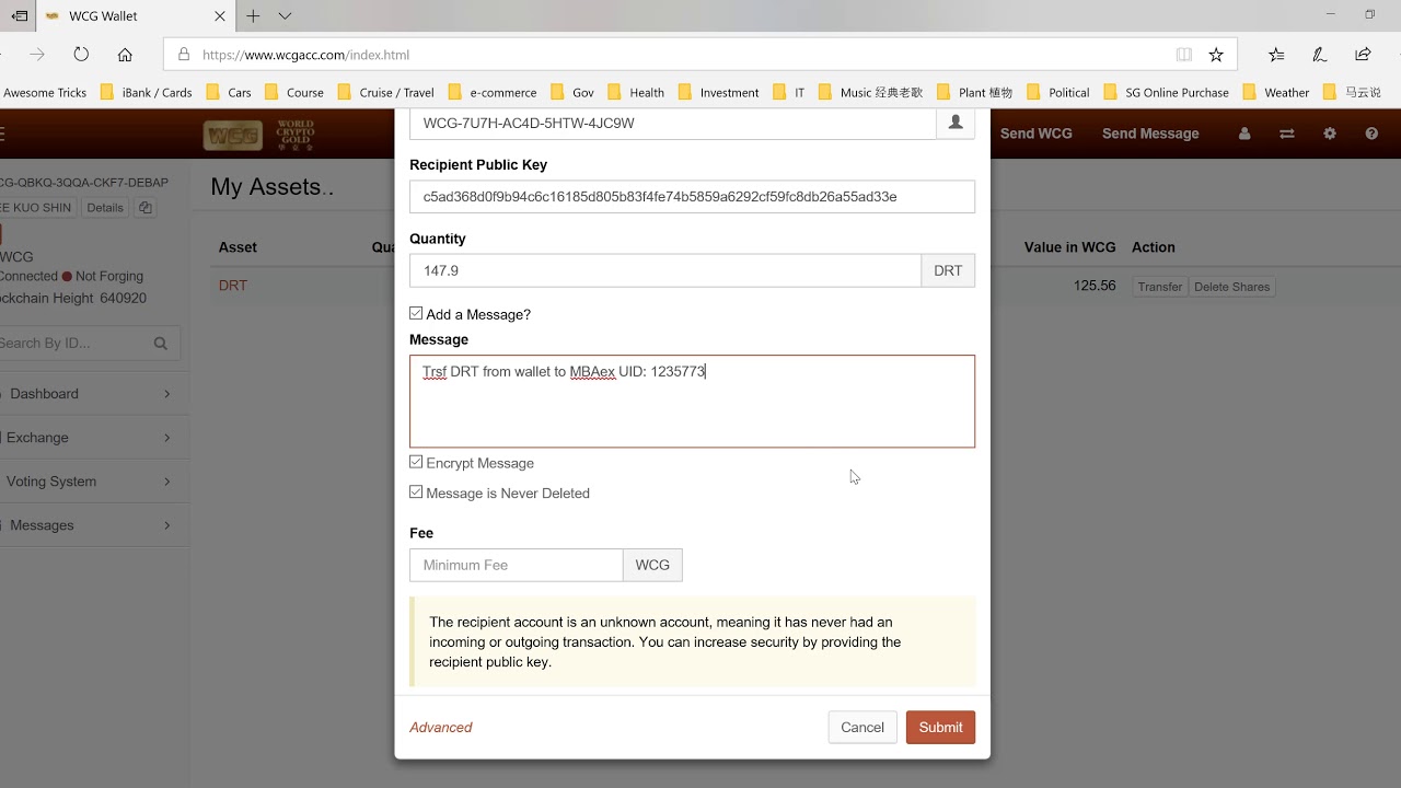 20180907 Trsf DRT From Wallet to MBAex