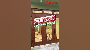 ▶️ Review cửa thép vân gỗ 4 cánh có ô kính thoáng lắp cho cửa đi chính, cửa đại sảnh, nhà cao tầng