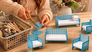 DIY Miniature Sofa Set from Waste Basket| Easy Mini Furniture Craft
