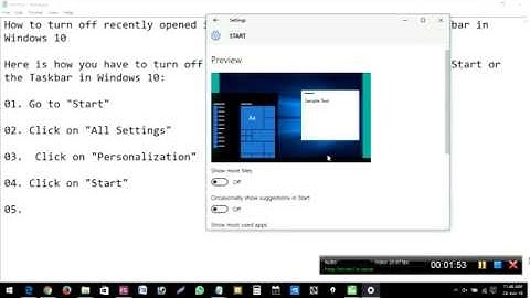 How to turn off recently opened items in Jump Lists on Start or the Taskbar in Windows 10