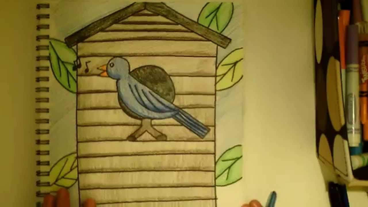 How to draw a bird house