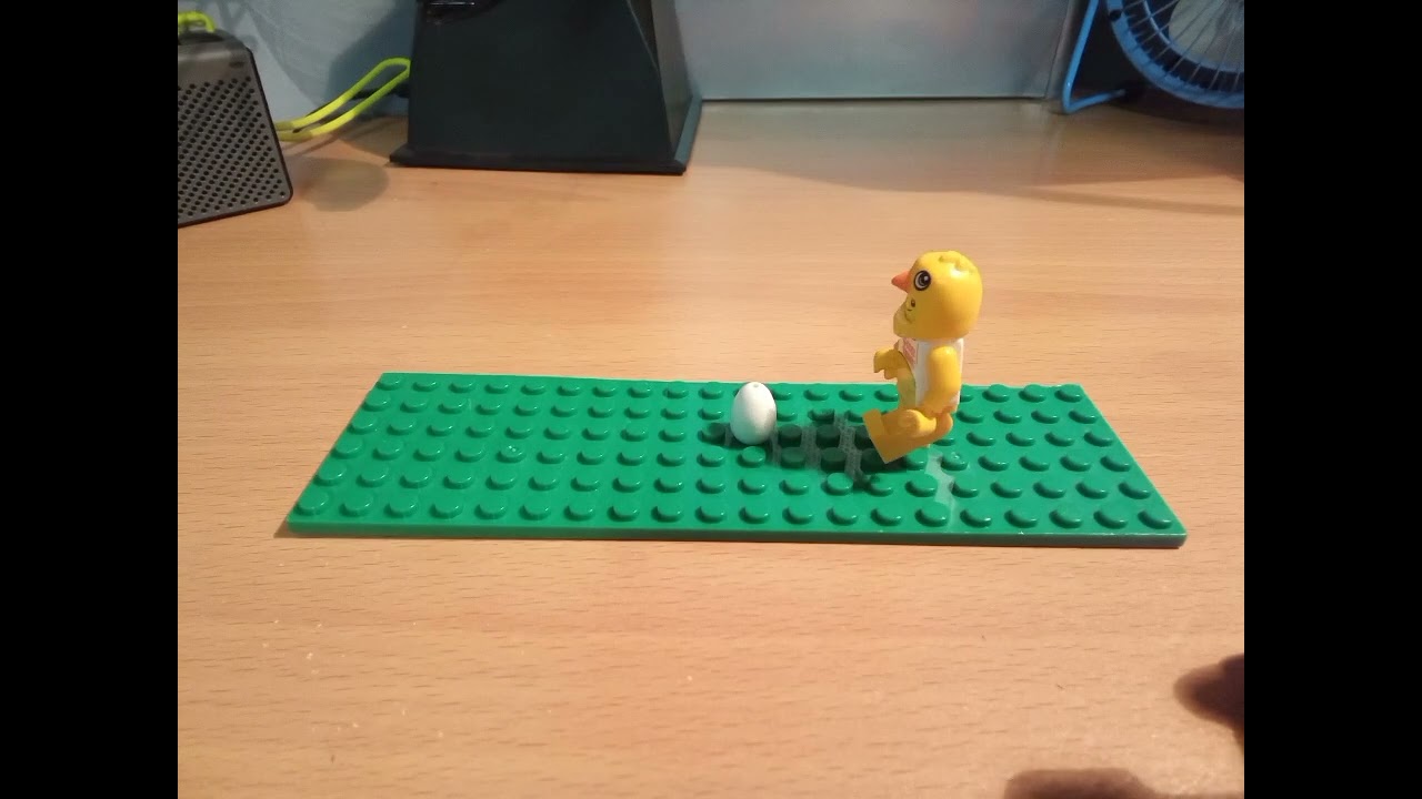 Man in chicken suit finds egg (lego stop motion)