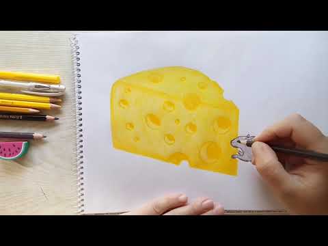 Как нарисовать кусок сыра и мышь|| how to draw a piece of cheese and a mouse