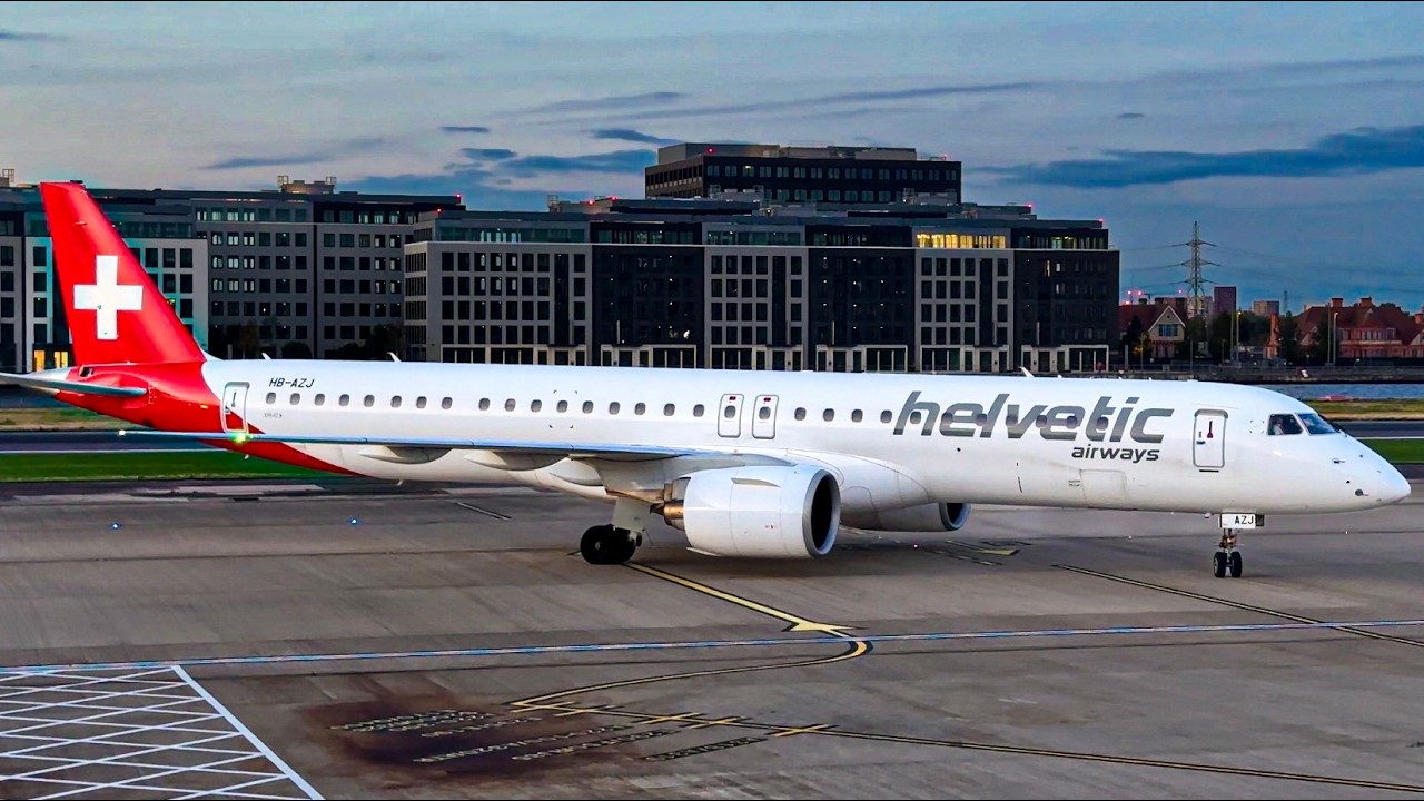 [4K] Flying London City’s LARGEST Aircraft - Embraer E195-E2 | Helvetic | LCY-ZRH | LX467 | HB-AZJ