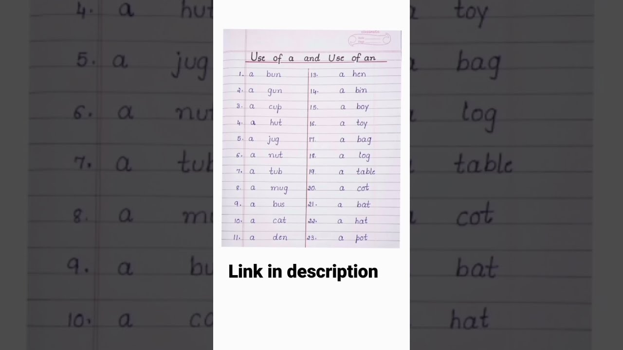 Use Of A And An