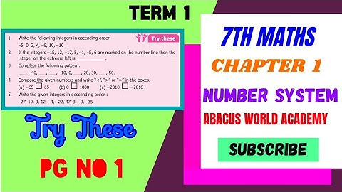 7th maths Term 1, chapter 1 Number system Try these pgno 1#7thstandardmathsterm1 #AbacusWorldAcademy