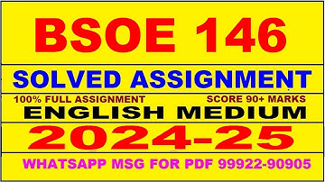 bsoe 146 solved assignment 2024-25 | bsoe 146 solved assignment in english 2025 | bsoe 146 2024-25