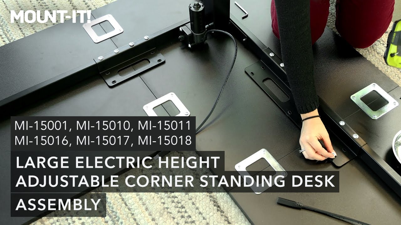 Large Height Adjustable Corner Sit-Stand Desk | MI-15001, 15010,15011,15016,15017,15018 (Assembly)