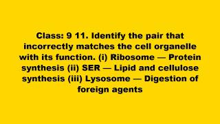 Identify pair that incorrectly matches the cell organelle with its function.(i) Ribosome Protein