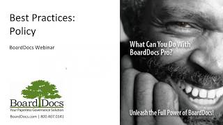 BoardDocs Best Practices: Policy 3.29