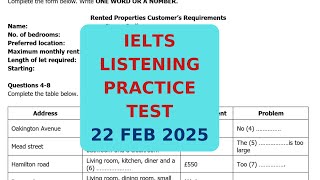 IELTS LISTENING PRACTICE TEST 22 FEB 2025