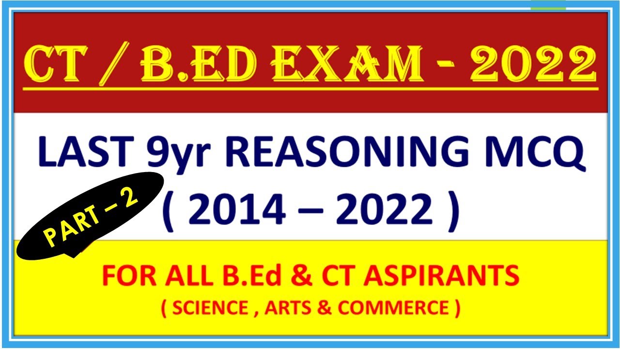 Previous Year Reasoning Question II PYQ of BEd 2 II BEd Exam 2023 II ...